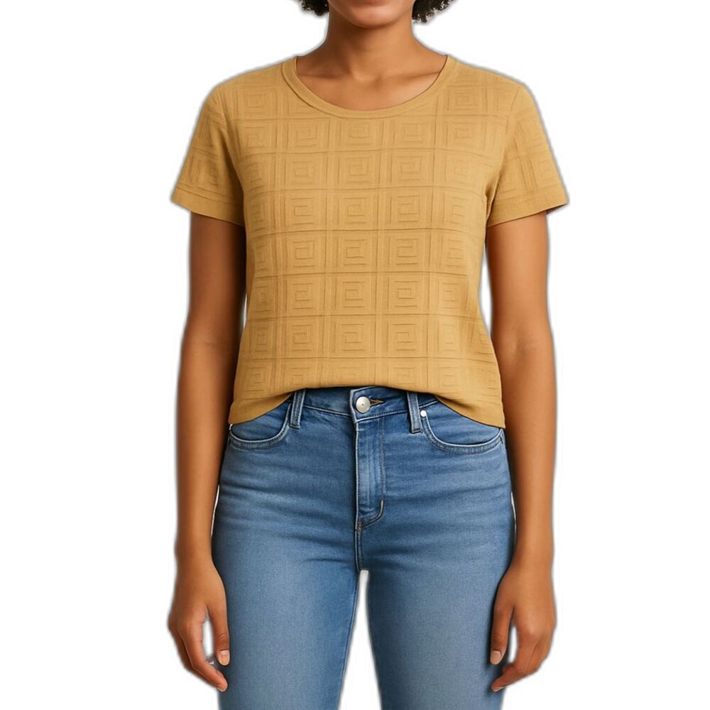 PINK Dot Embossed Short Sleeve Top | Size Medium